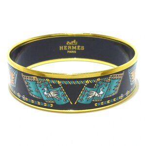 HERMES Email Gold Black Green Multi Hardware Bangle 342-081025